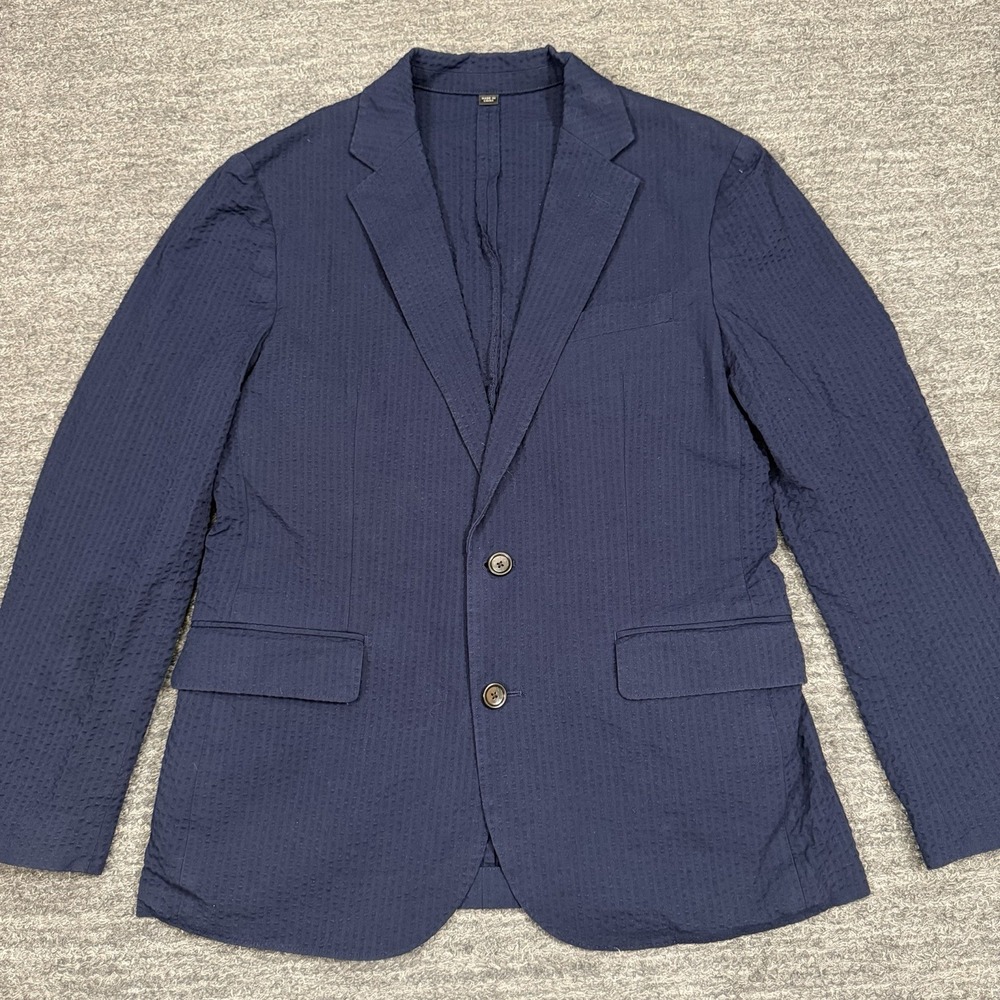 J Crew Ludlow Seersucker Blazer 38S Blue Unstructured Slim Event Old Money Prep